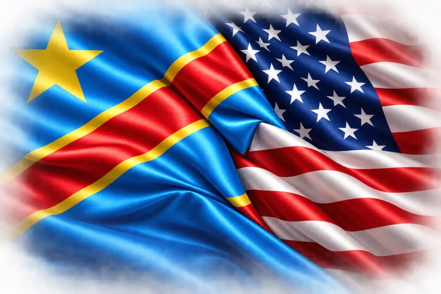 DR Congo and United States flags woven together